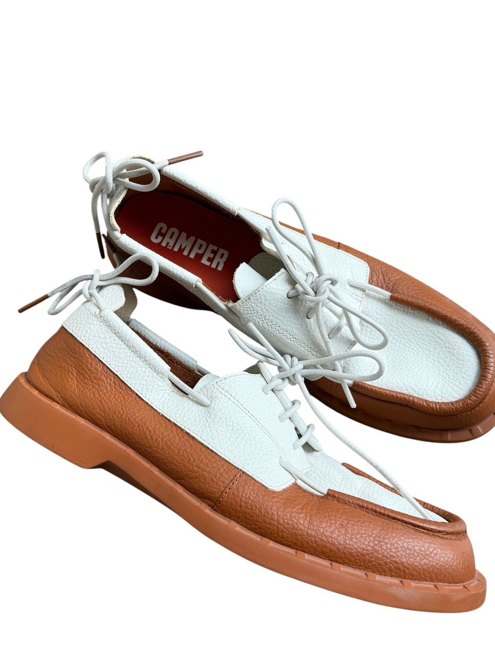 Camper lightweight Juddie loafer slip on shoes size 38 women US 8 white brown